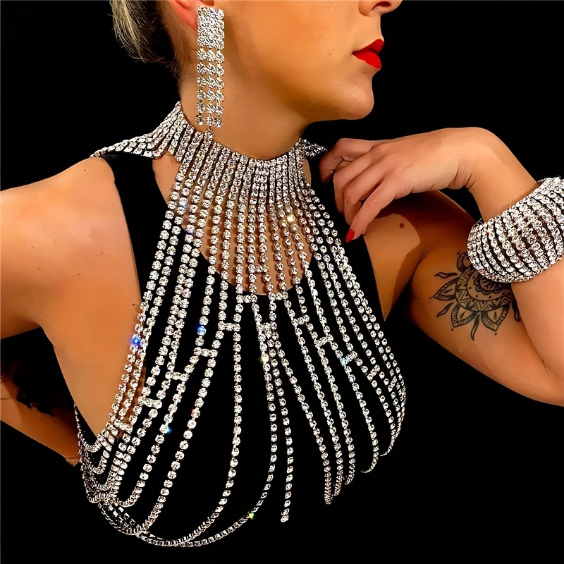Body Jewelry High End - Catena sul petto in cristallo di