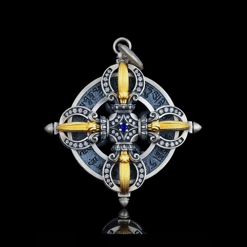 Body Jewelry High End - Ciondolo retrò in argento con diamante,