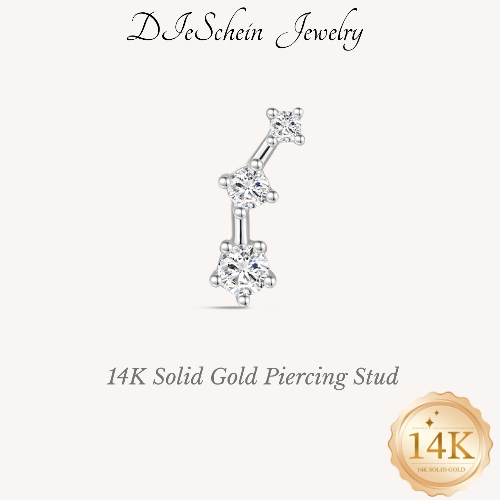 Star Flat Back - DIeSchein Orecchini Piercing in Oro Massiccio
