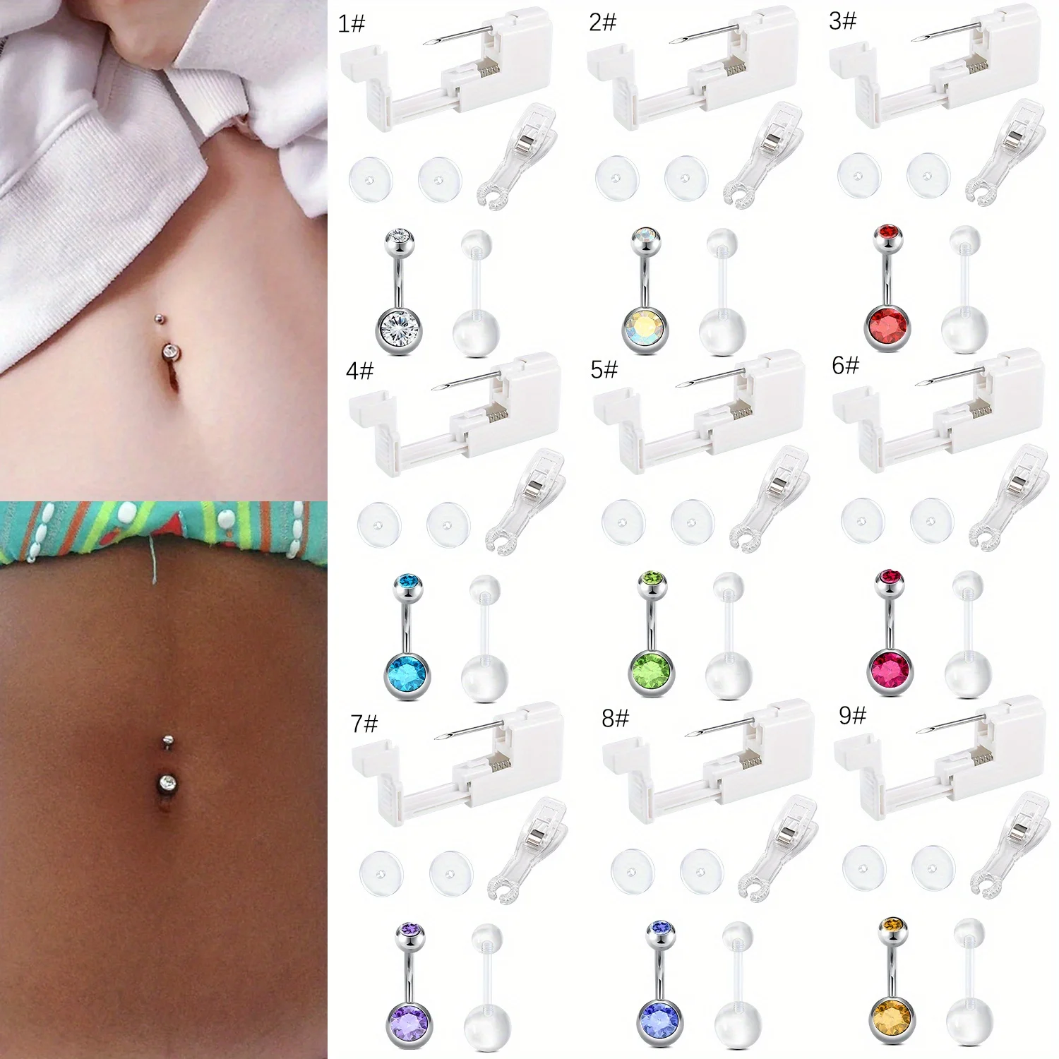 Body Jewelry Rings - Kit per piercing all'anello per ombelico