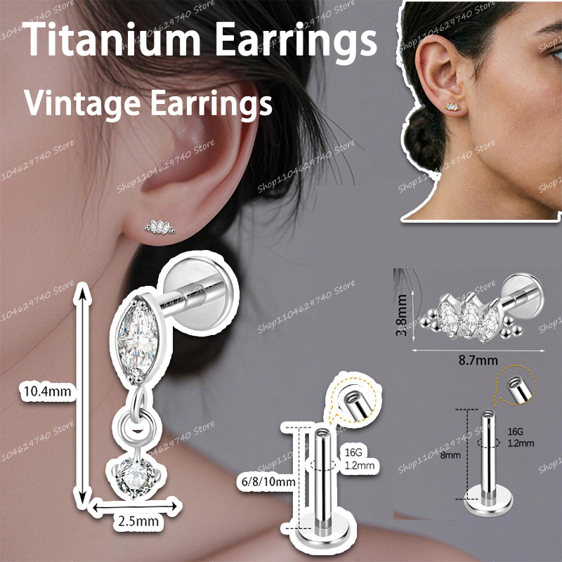 Body Jewelry High End - Orecchini a perno in titanio per