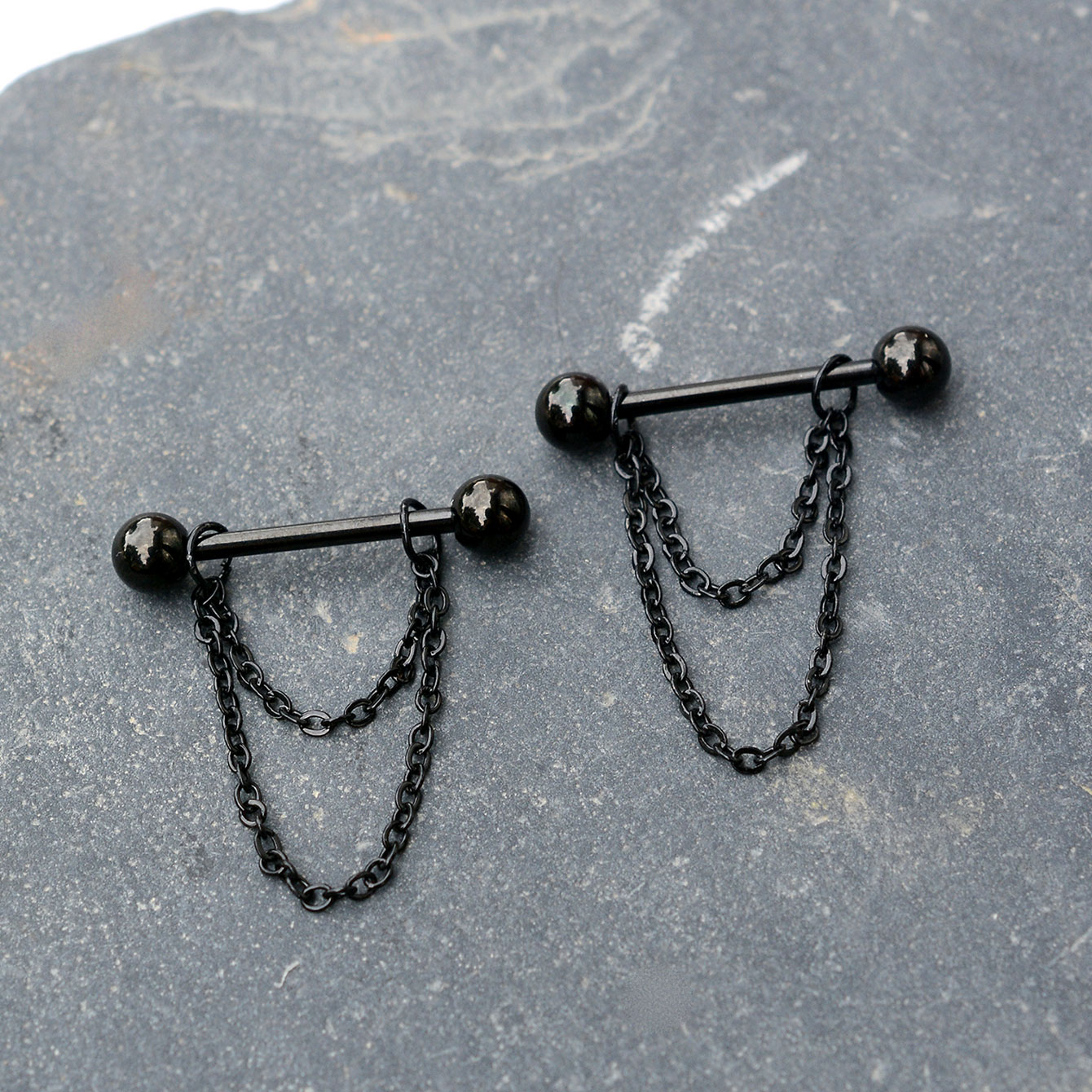 Body Jewelry Nipple Chain - 14G piercing per capezzoli Punk neri